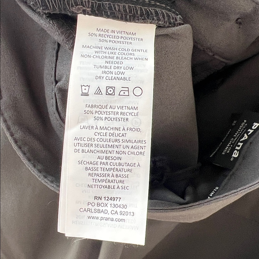 Prana Decoder Men's Charcoal Chino Pants size 34 x 32 - Picture 9 of 9
